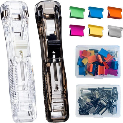 Staple-Free Paper Clip Dispenser Set With 100 Clips