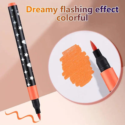Metallic Brush Pens With Two-Tone Outline Effect