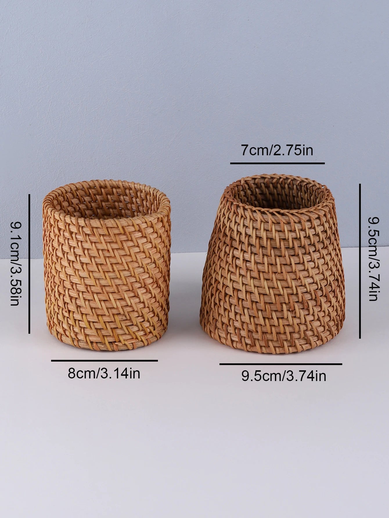 Pen Holder Rattan Weave Round Bottom