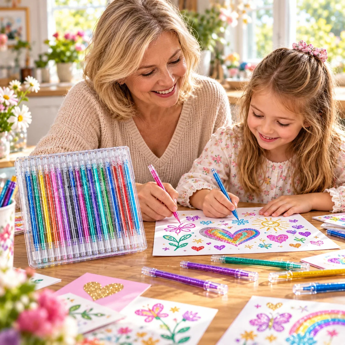 Glitter gel pen set designed for smooth writing and detailed drawings