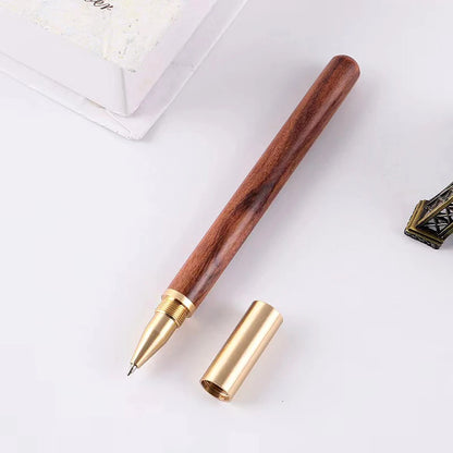 Vintage Wood and Brass Ballpoint Pen Stylish Metal Cap Roller Pen