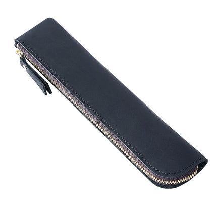 Pencil Case Genuine Cowhide Leather Retro Zipper Pouch