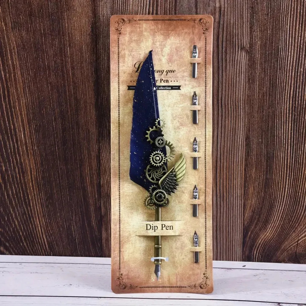 Vintage Metal Feather Pen