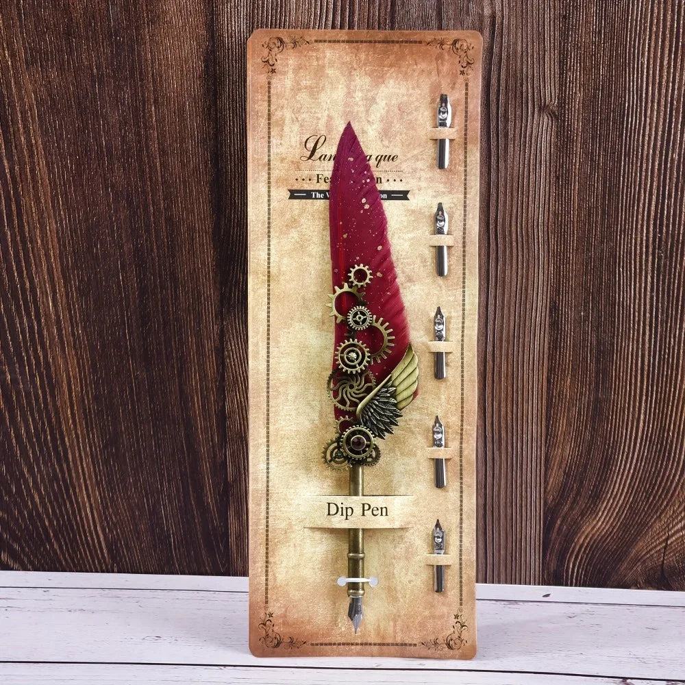 Vintage Metal Feather Pen