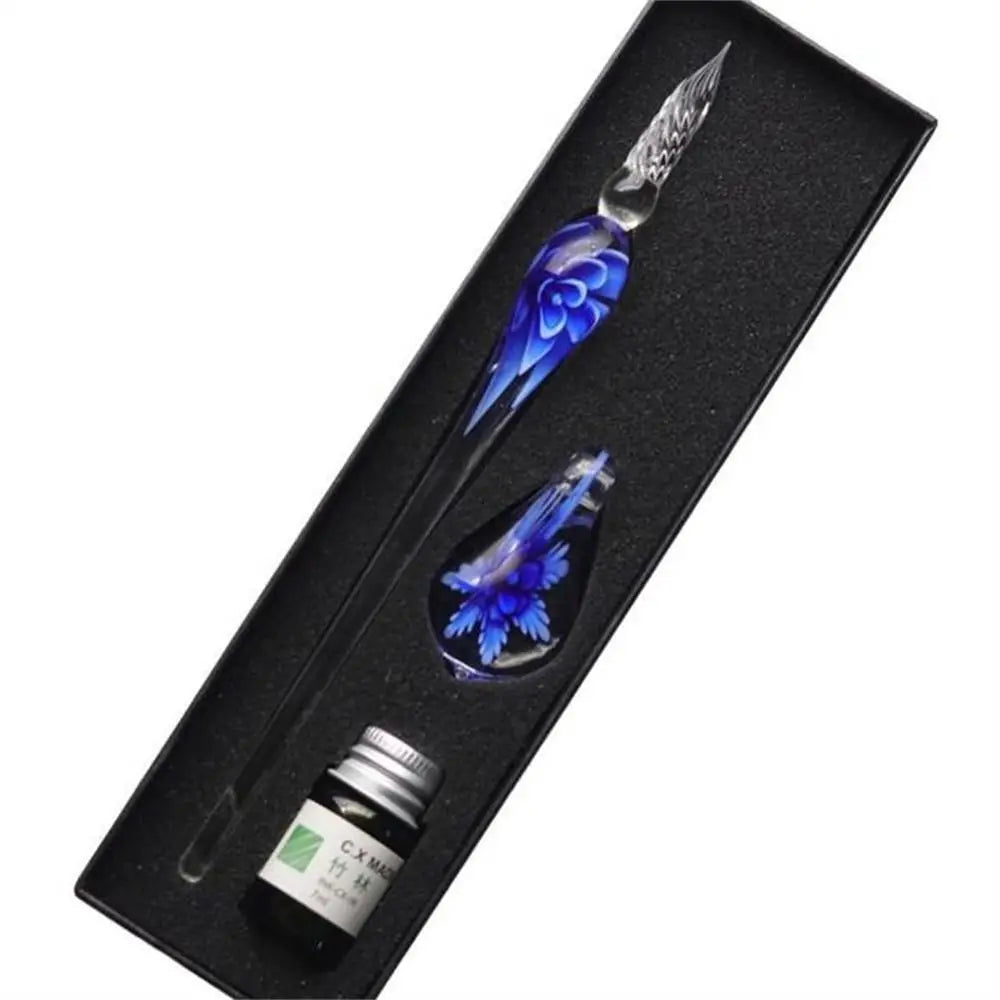 Vintage Floral Glass Dip Pen