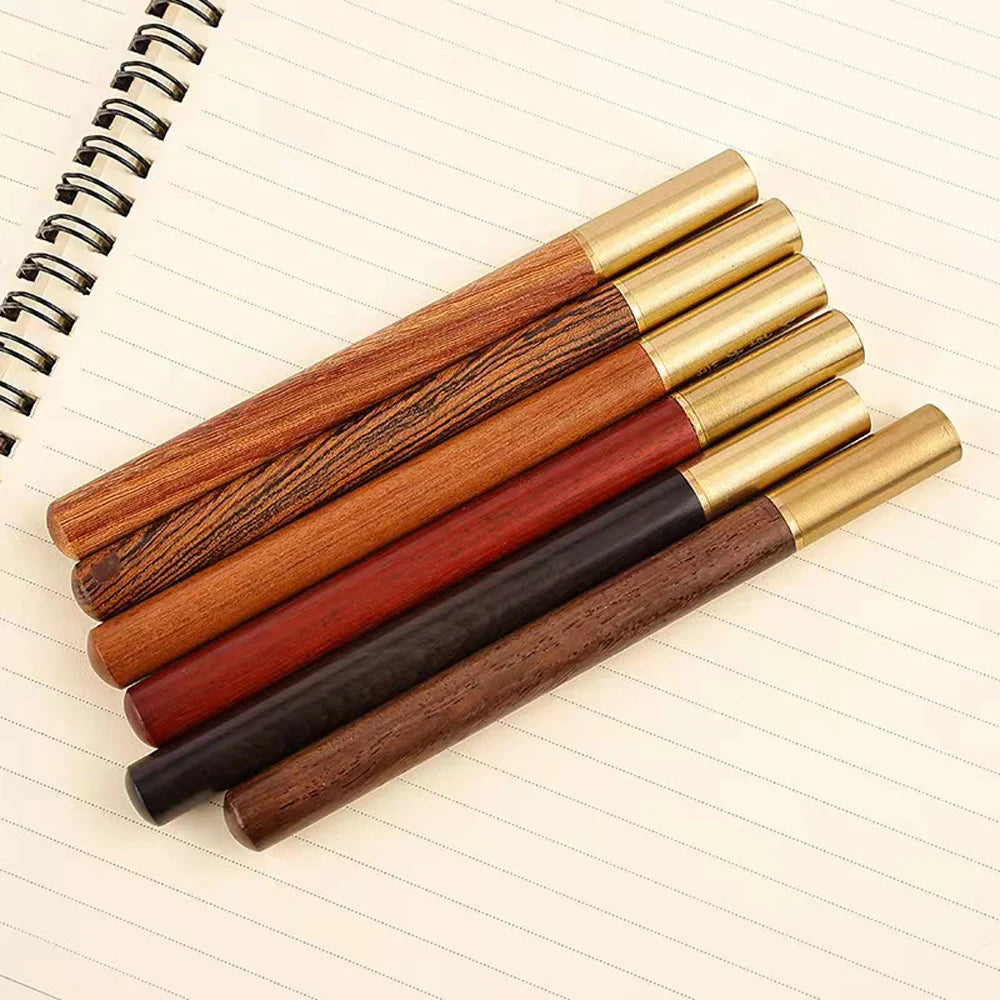 Vintage Wood and Brass Ballpoint Pen Stylish Metal Cap Roller Pen
