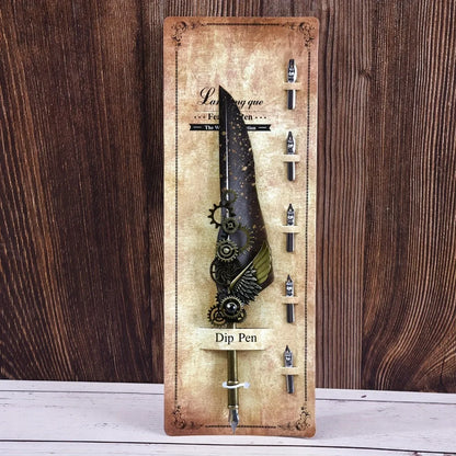 Vintage Metal Feather Pen