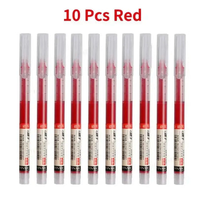 Set of 10 Needle Tip Gel Pens Liquid Ink Smooth Writing Stationery
