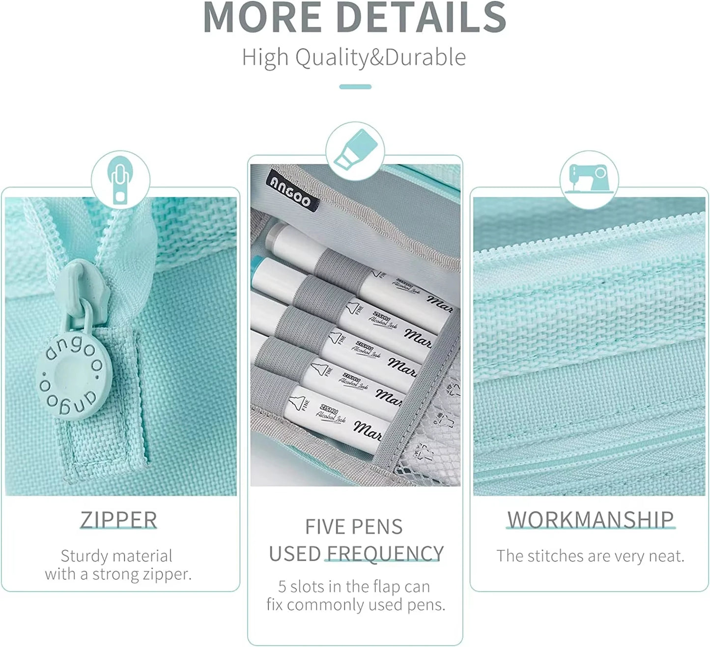 Pencil Case Canvas Double Deck Large Capacity