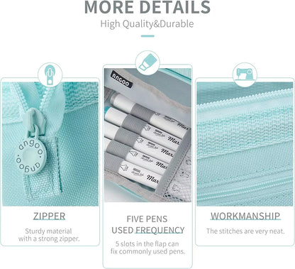 Pencil Case Canvas Double Deck Large Capacity