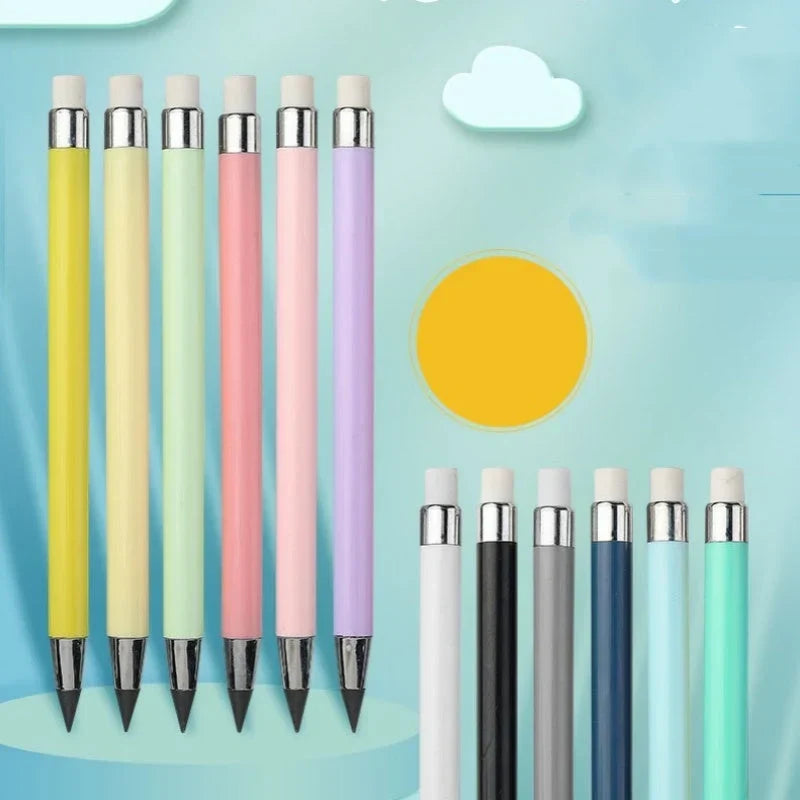 No-sharpen pencil with a built-in eraser on a clean background