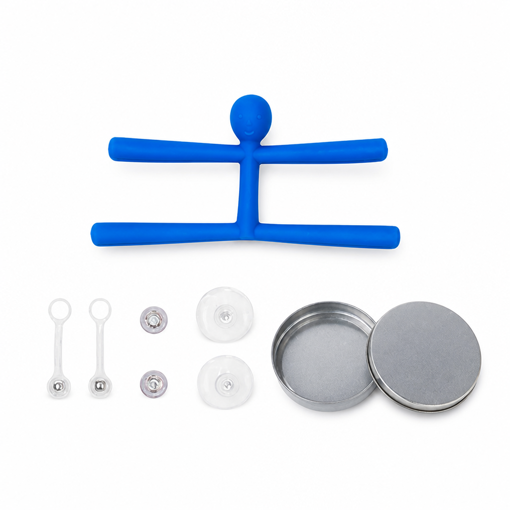 Fidget toy positioned with a smartphone for desk use