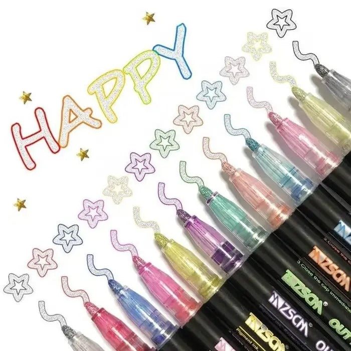 Dual-Line Metallic Highlighter Pens