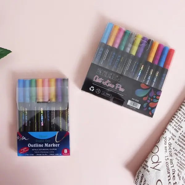 Dual-Line Metallic Highlighter Pens