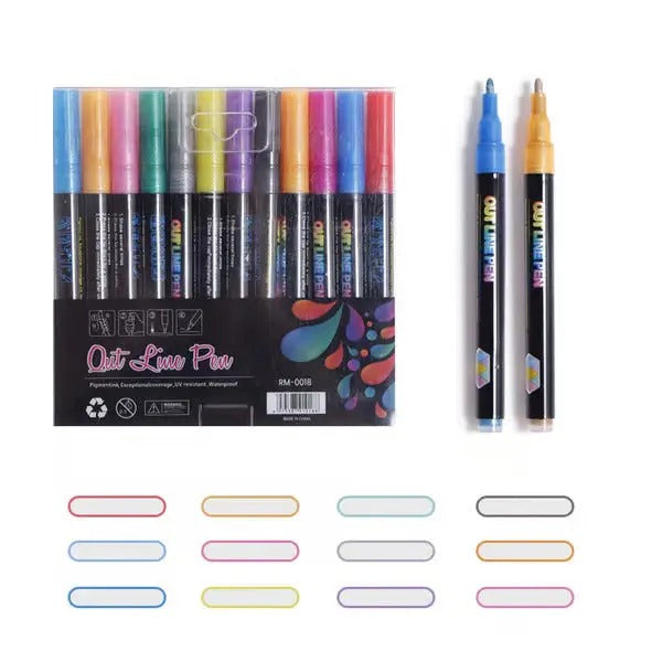 Dual-Line Metallic Highlighter Pens