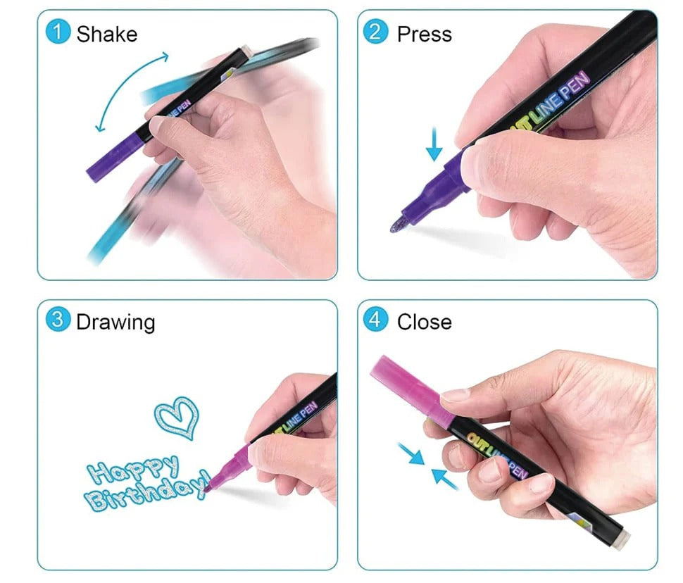 Dual-Line Metallic Highlighter Pens