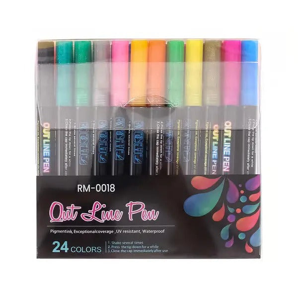 Dual-Line Metallic Highlighter Pens