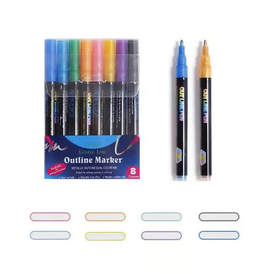 Dual-Line Metallic Highlighter Pens