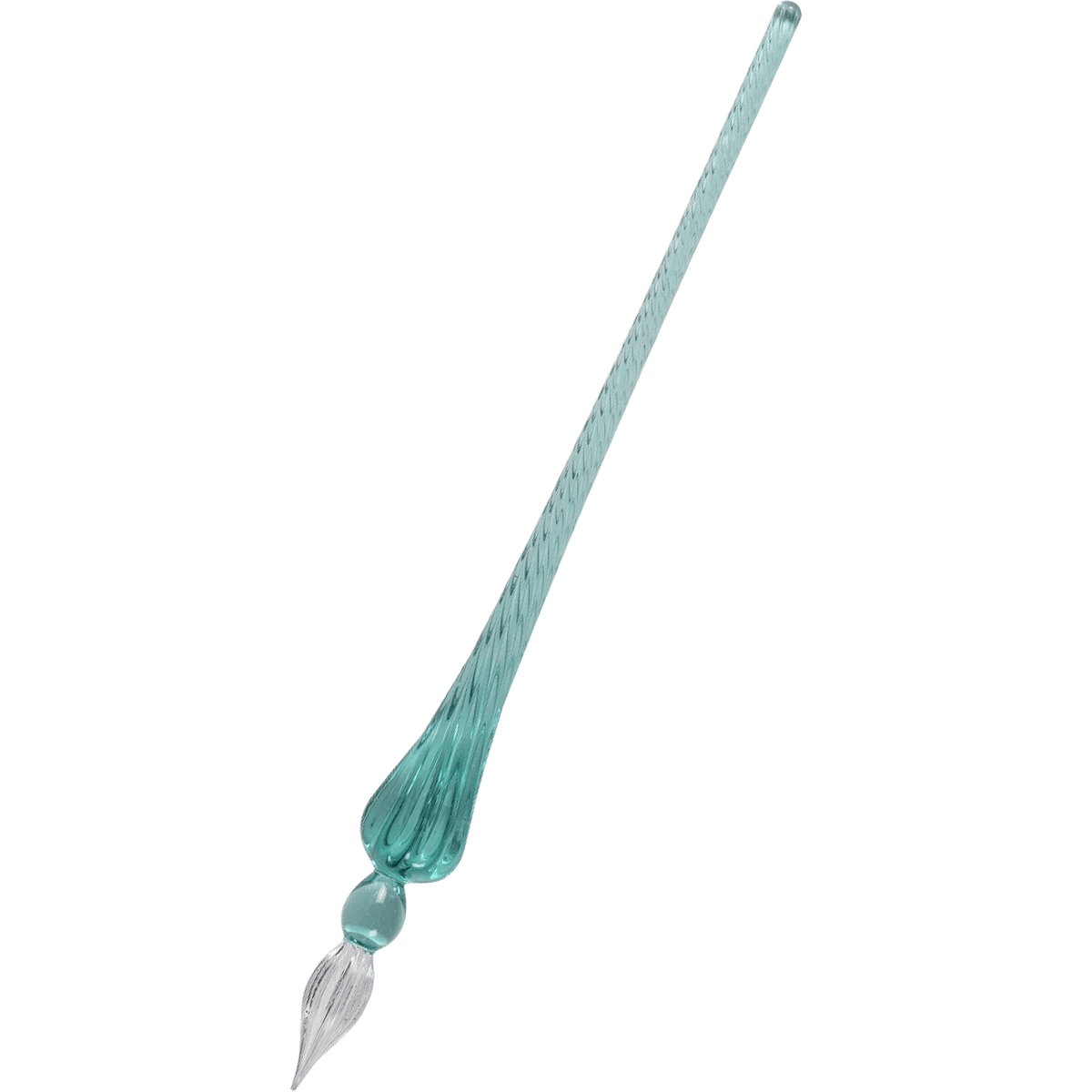 Round glass pen tip designed to hold ink for smooth strokes