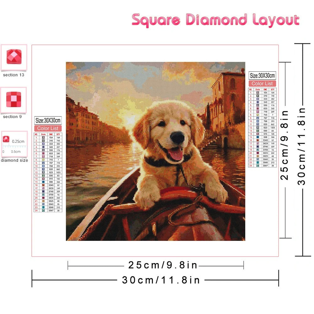 Animal Diamond Painting Kit – Dog Mosaic Art for Home Décor & Gifting