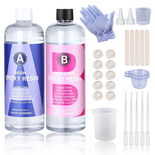 1:1 Crystal Clear Epoxy Resin Kit – High Gloss, Bubble-Free Finish for DIY Crafts & Jewelry