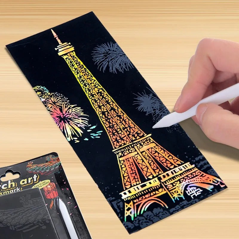 12-Piece DIY Scratch Painting Set – World Famous Architecture Night Scenery