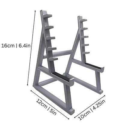 Desk organizer shaped like a squat rack holding pens and pencils