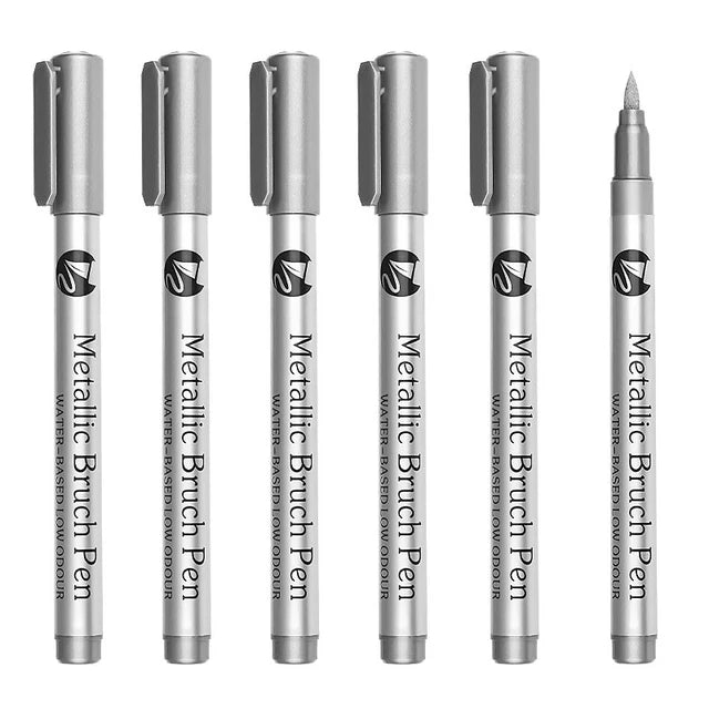 Brush Metallic Pen Set in Silver and Gold