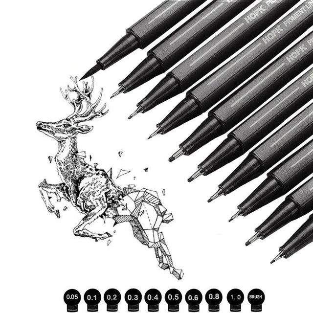 Professional Black Fineliner Pen Set for Sketching and Illustration