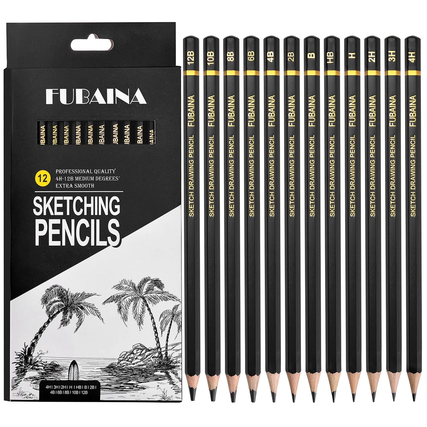 12-Piece Graphite Sketching Pencil Set