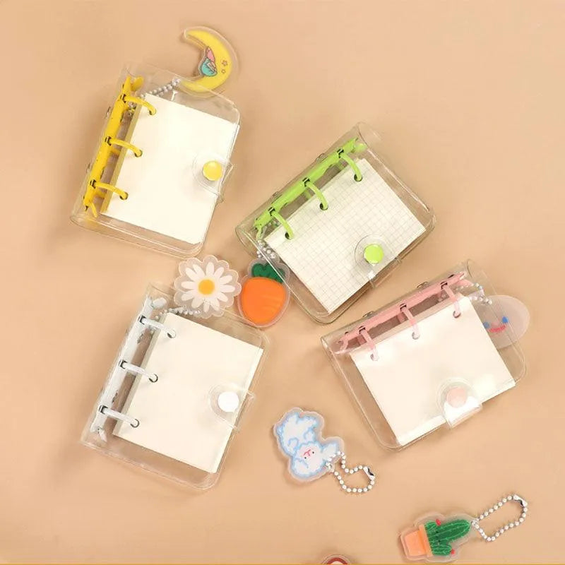 Mini transparent ring binder with storage bag and inserts